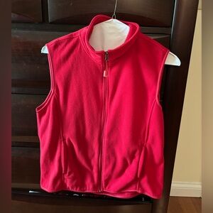 Red Sleeveless Fleece Zip-Up Vest